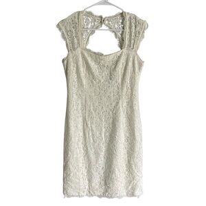 Adrianna Papell Ivory Whitelace Cut Out Mini Dress Sz 8